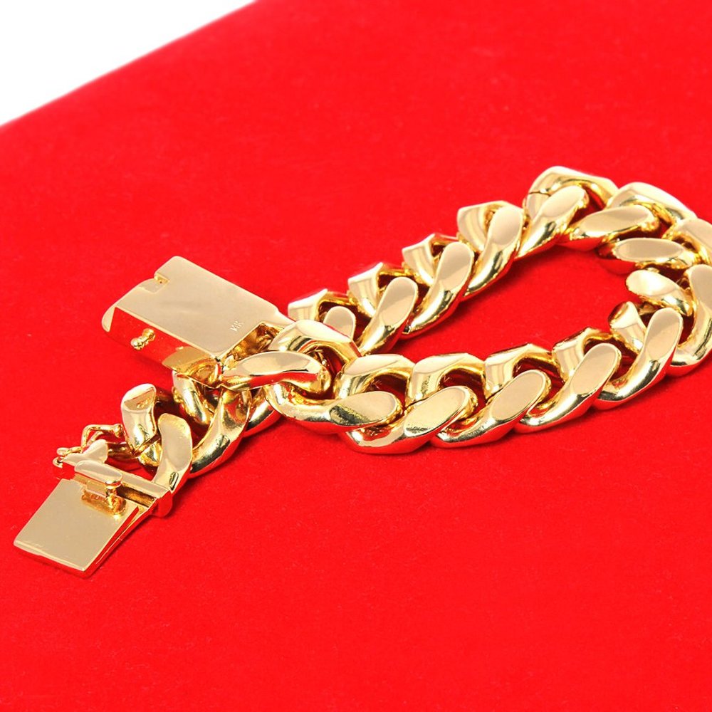 14k Gold 18mm 9" Heavy Cuban Link Bracelet